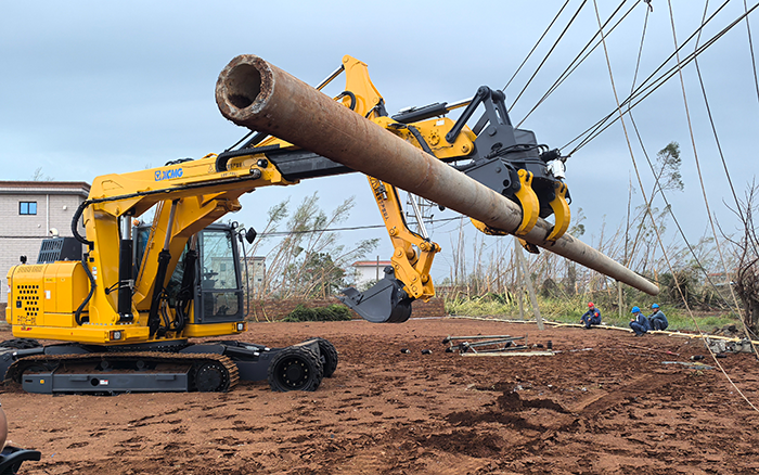 “摩羯”来袭，星空官方网页版开挖立杆一体机跑赢时间助力抗灾复电抢修