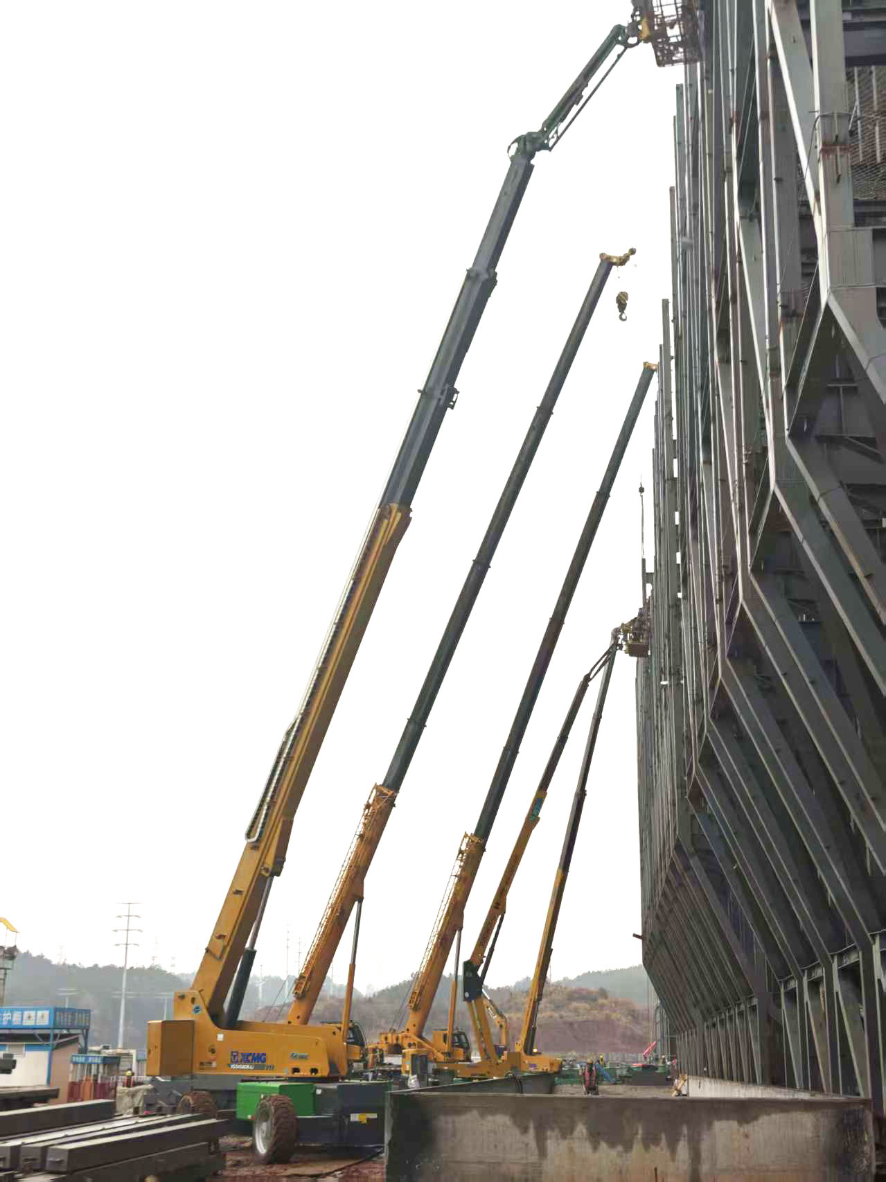 高空协同显实力｜星空官方网页版装备助阵银联黄山园区，外立面施工提质增效